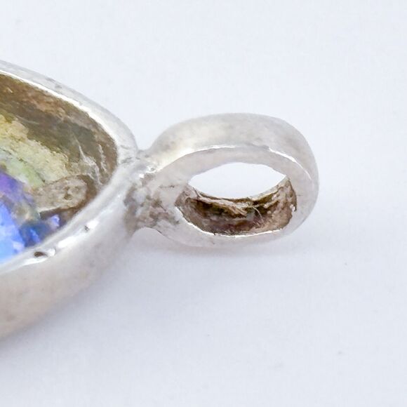 Vintage Sterling Silver 925 Rhinestone Triangle Pendant - Picture 6 of 8